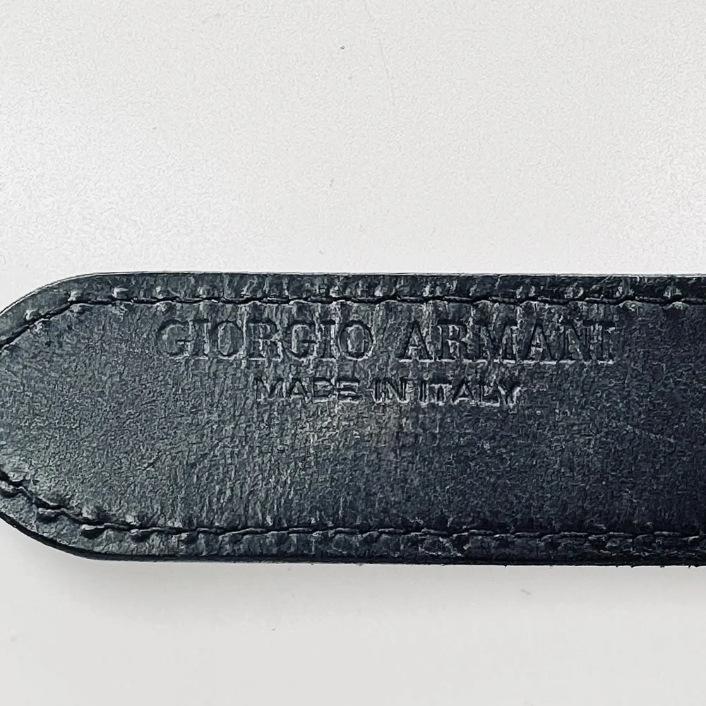 Giorgio Armani Black Braided Woven Leather Belt Silver Buckle